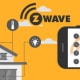 تصویری از خانه هوشمند که با پروتکل zwave پیاده سازی شده را نشان می دهد که در آن کاربر از طریق گوشی هوشمند خود فرامینی را اجرا می کند.
